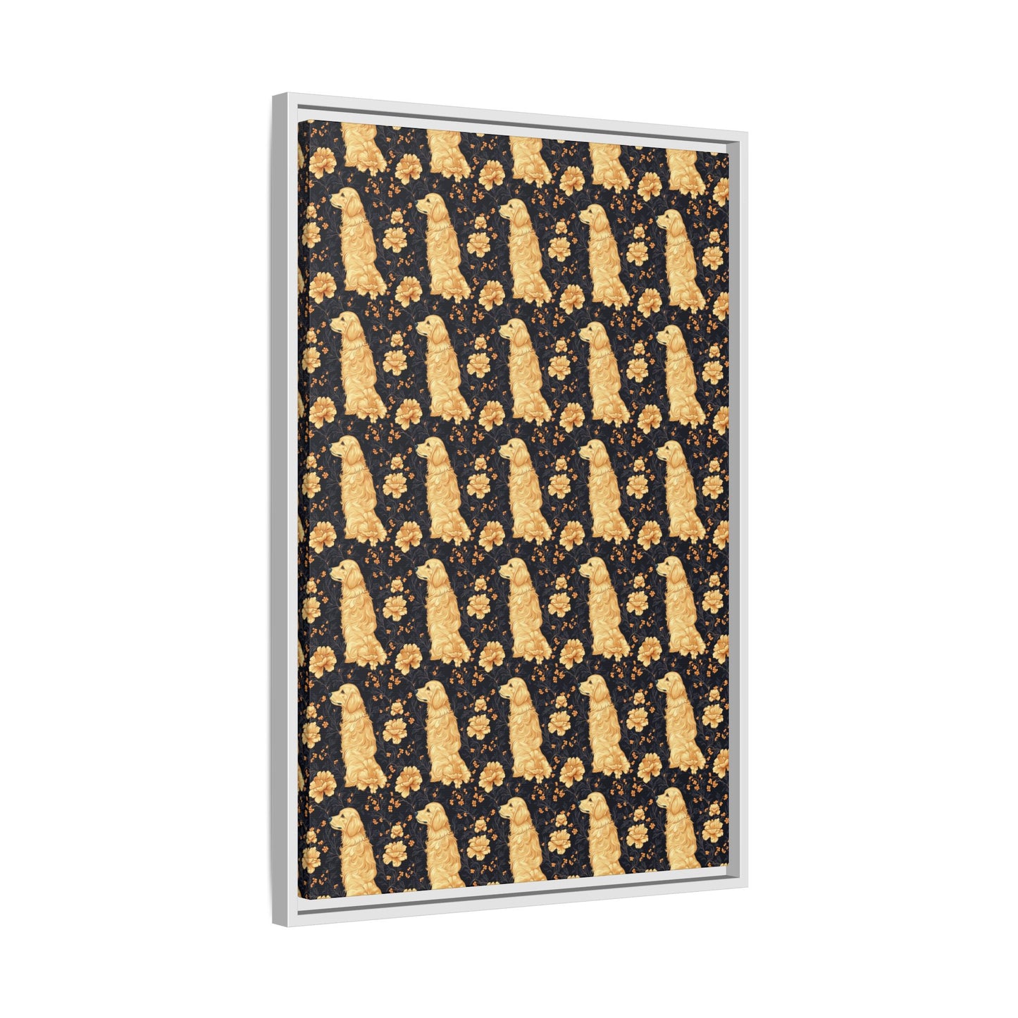 Golden Paws Floral Frenchie Matte Canvas, Framed