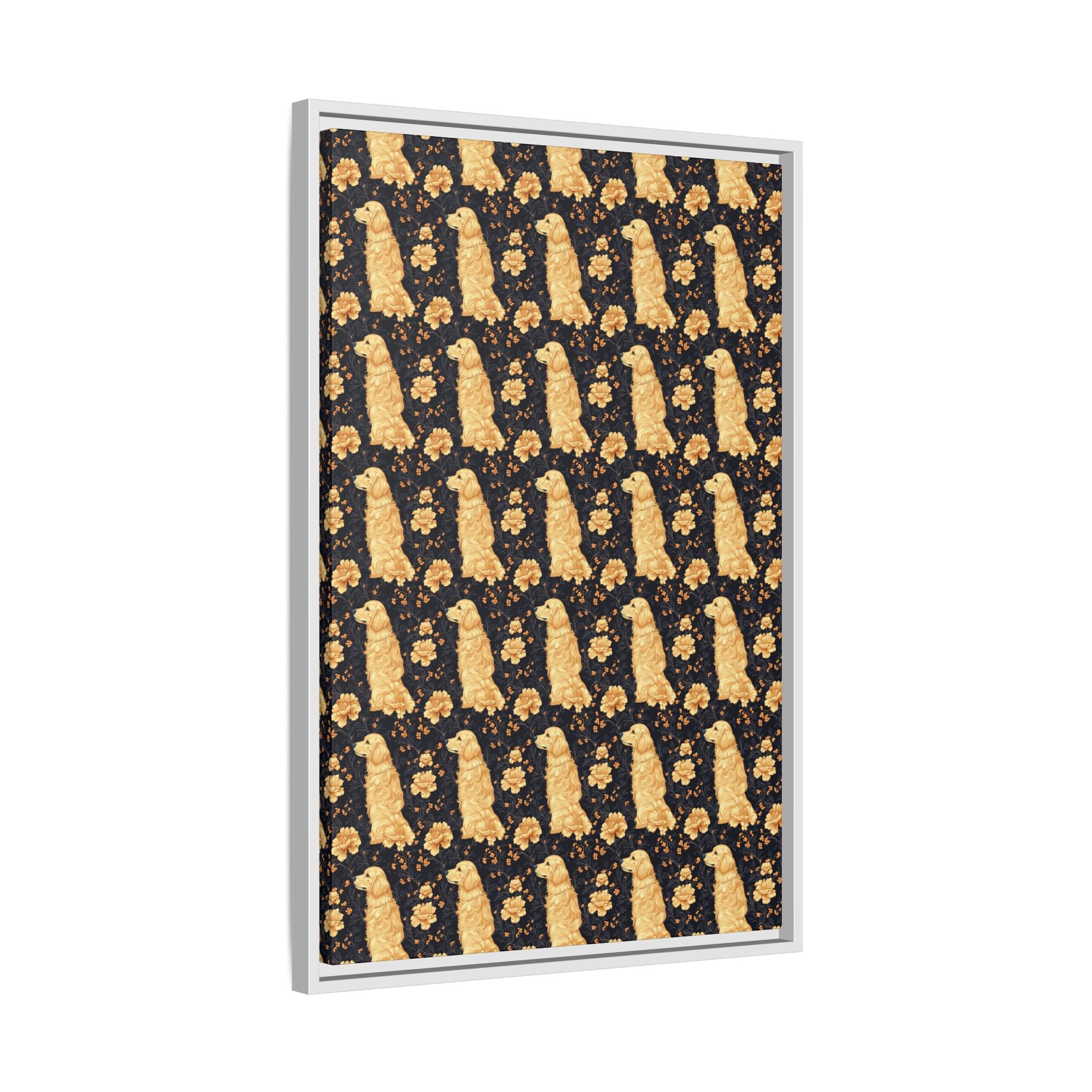 Golden Paws Floral Frenchie Matte Canvas, Framed