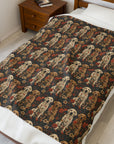 Blossoming Labradors Bouquet Velveteen Plush Blanket