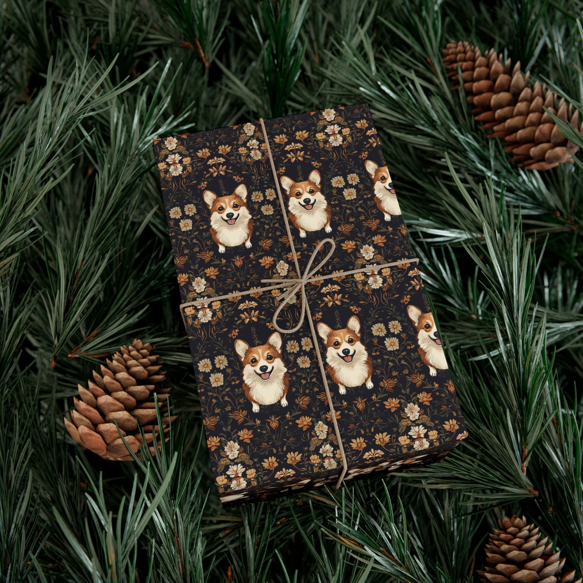 Nighttime Corgi Glow Stride Gift Wrap Papers