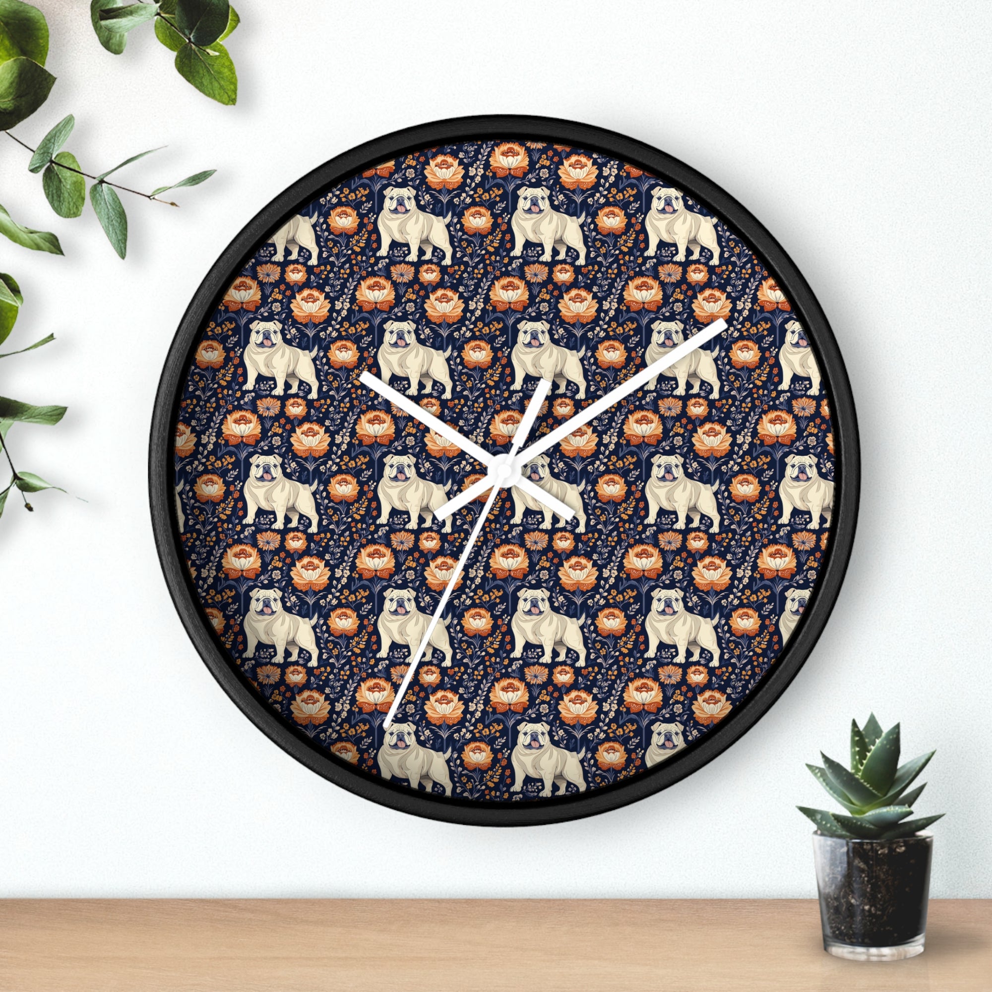 Bulldog Blossom Bonanza Wall Clock