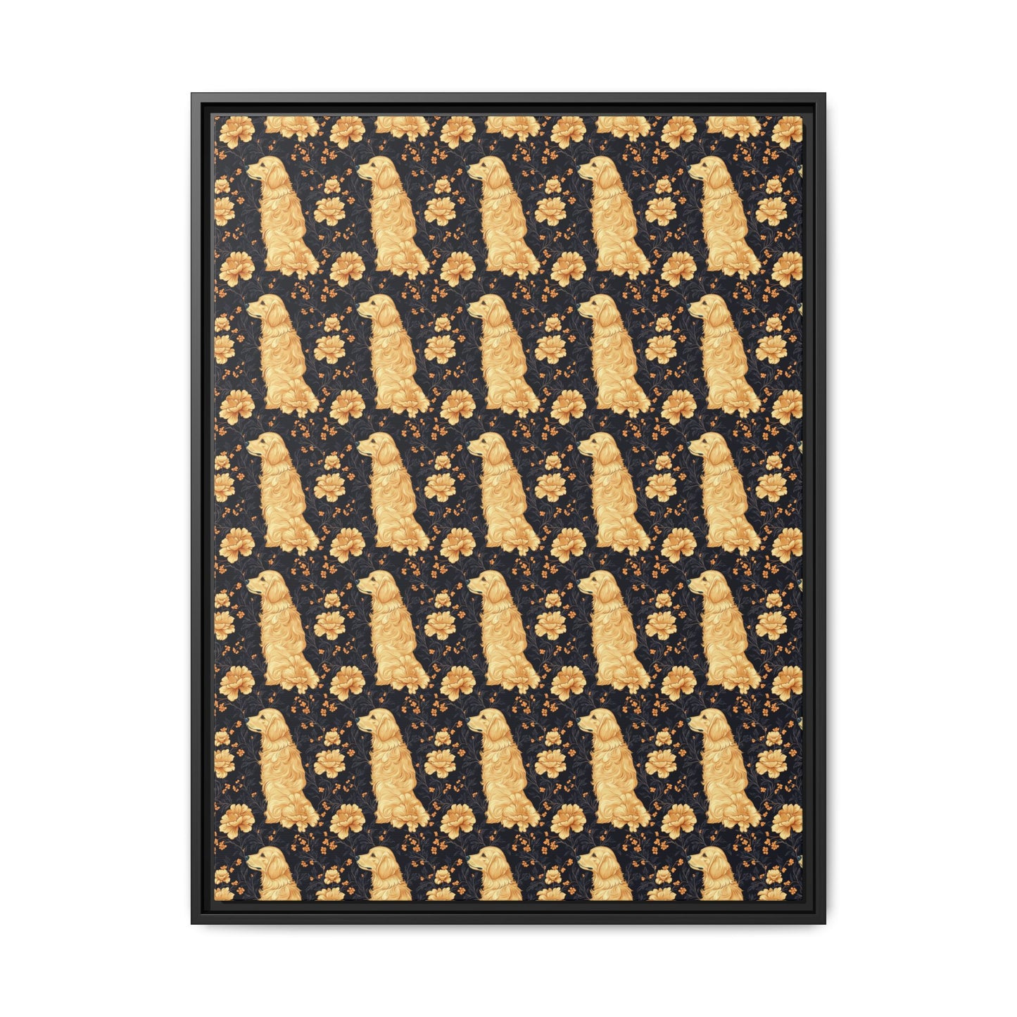 Golden Paws Floral Frenchie Matte Canvas, Framed