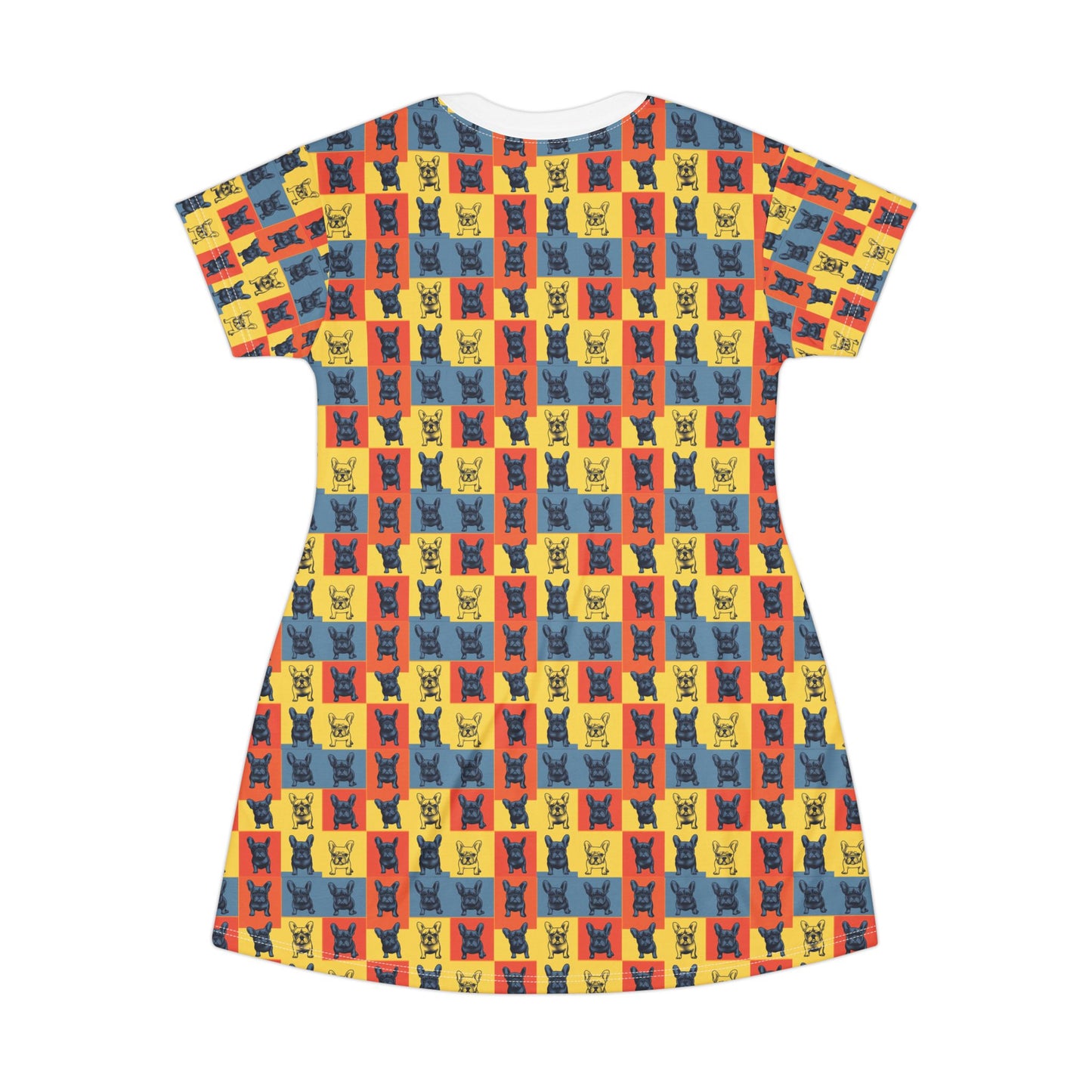 Frenchie Pop Art Pawfection Grid T-Shirt Dress