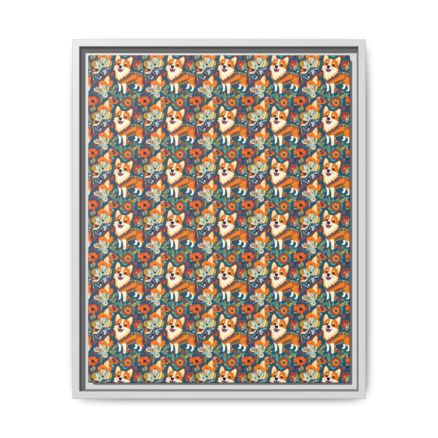 Corgi Carnival Couture Matte Canvas, Framed