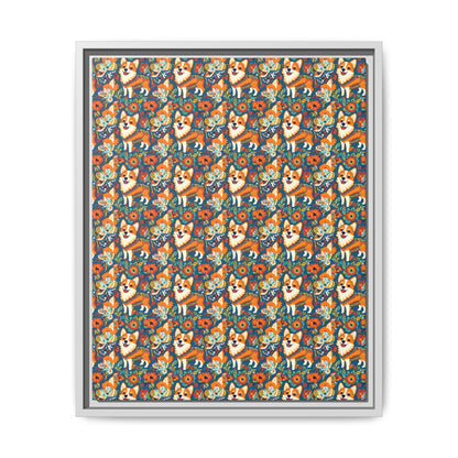 Corgi Carnival Couture Matte Canvas, Framed