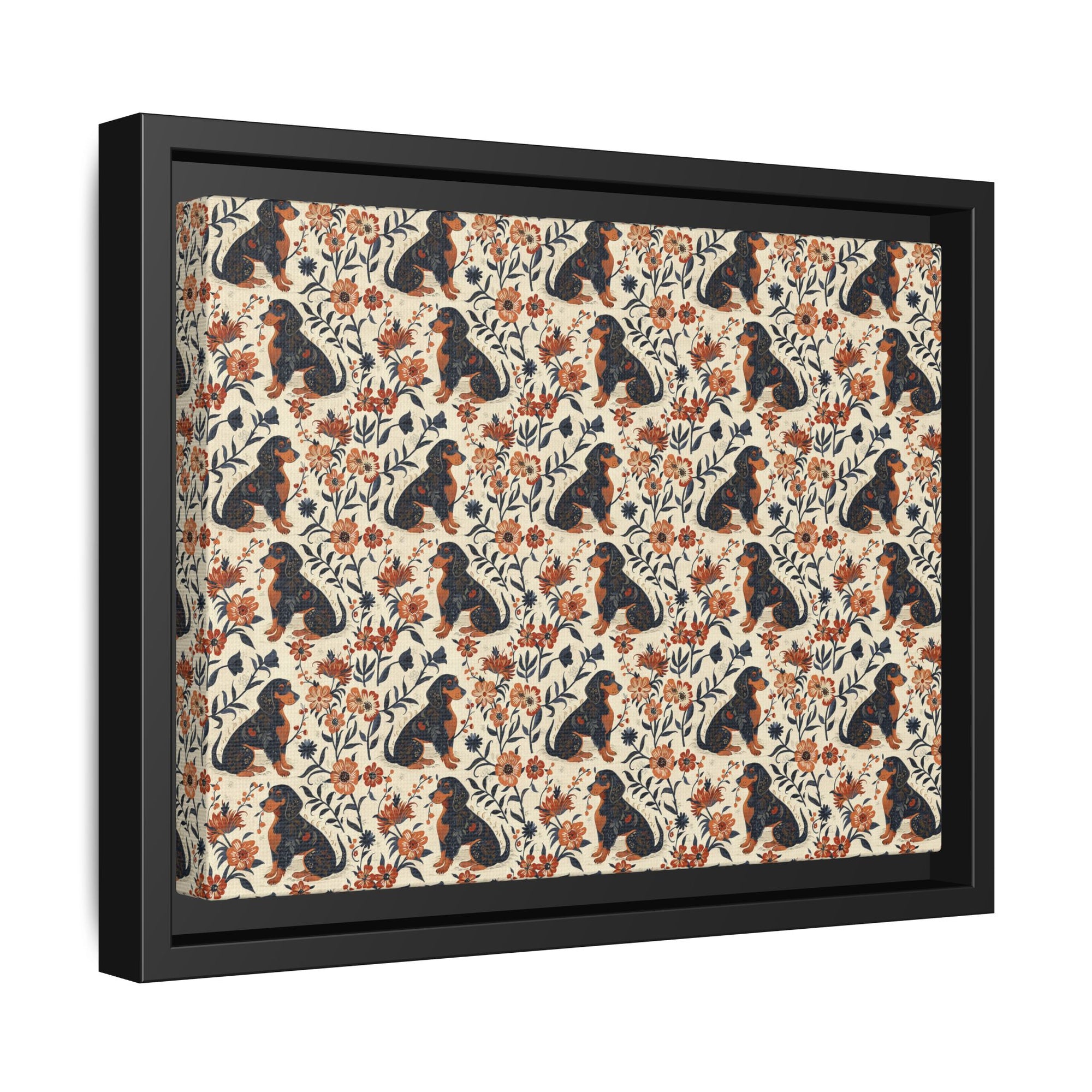 Blossoming Dachshunds Delight Matte Canvas, Framed