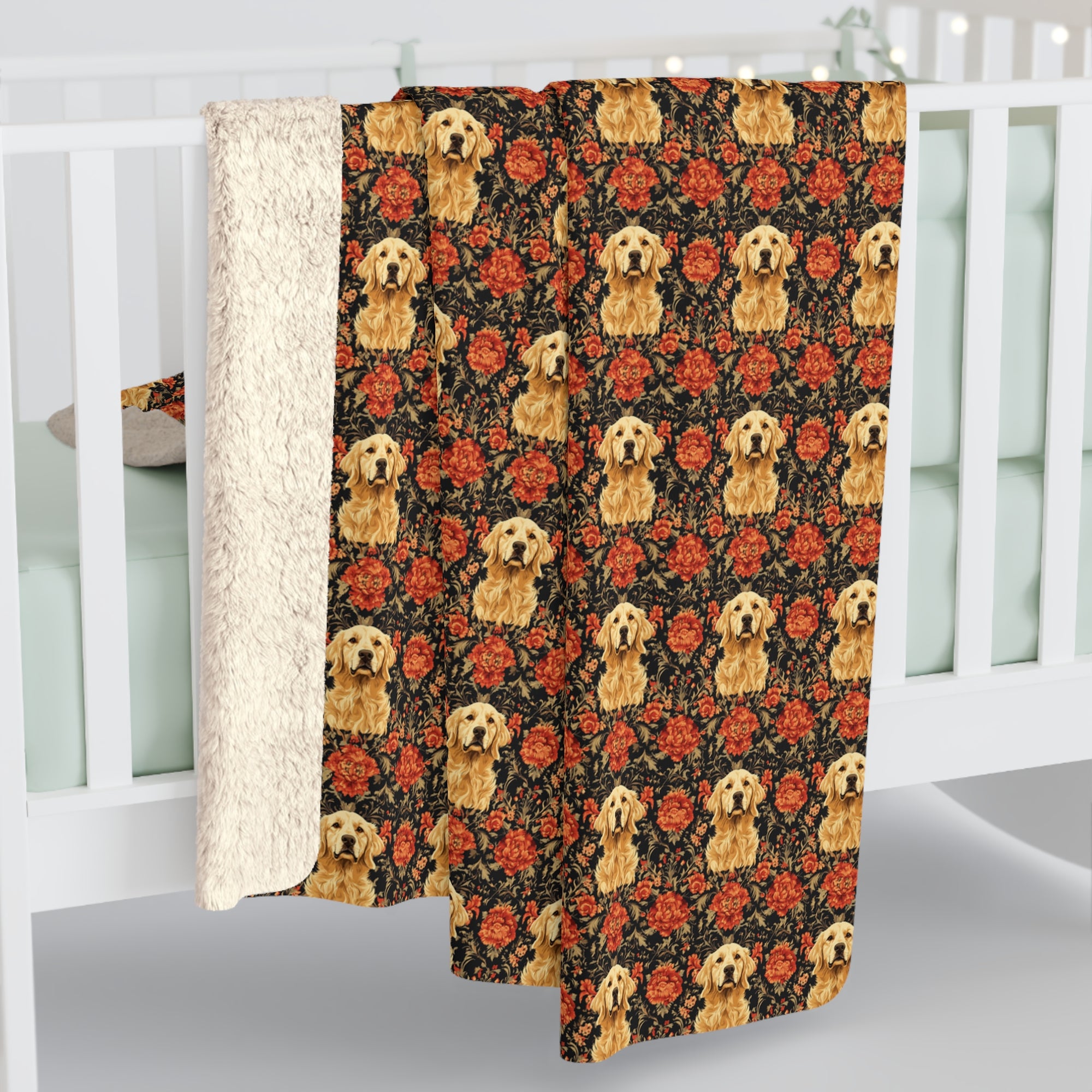 Golden Pawsatronic Tapestry Sherpa Fleece Blanket