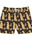 Golden Paws Floral Frenchie Men's Mid-Length Swim Shorts