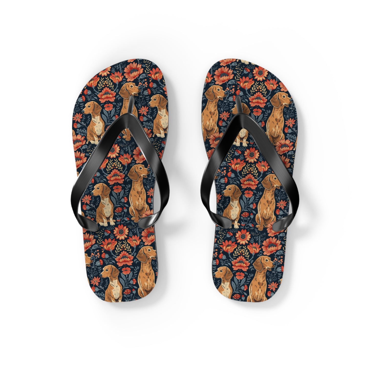 Floral Pawsome Dachsund Delight Flip Flops