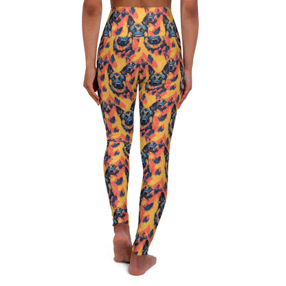 Impressionistic German Shepherds High Waisted Yoga Leggings