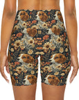 Beagle Blossoms High Waisted Yoga Shorts