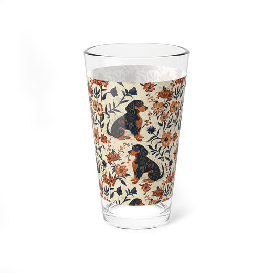 Blossoming Dachshunds Delight Mixing Glass, 16oz