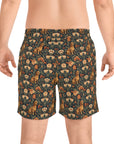 Dazzling Dachsund Blossoms & Foliage Men's Mid-Length Swim Shorts