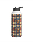 Pawsome Rottweiler Royalty Plaid Stainless Steel Water Bottle