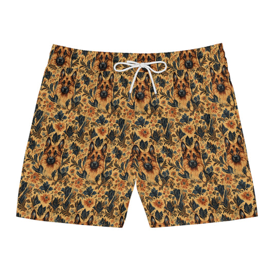 Autumnal German Shepherd Glamour Men's Mid-Length Swim Shorts