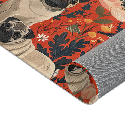 Pugs and Poppies Heritage Rug