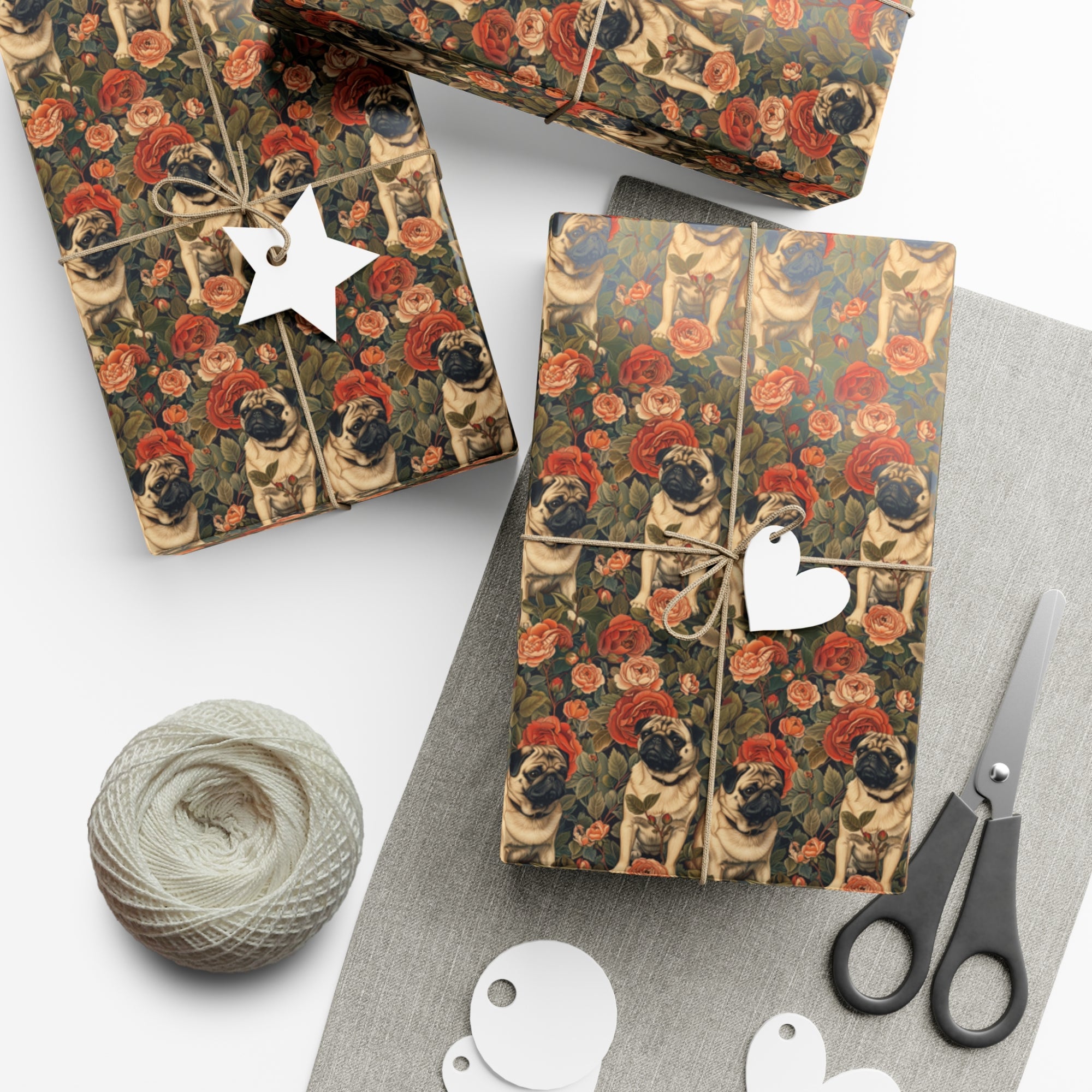 Blooming Pug Paradise Gift Wrap Papers