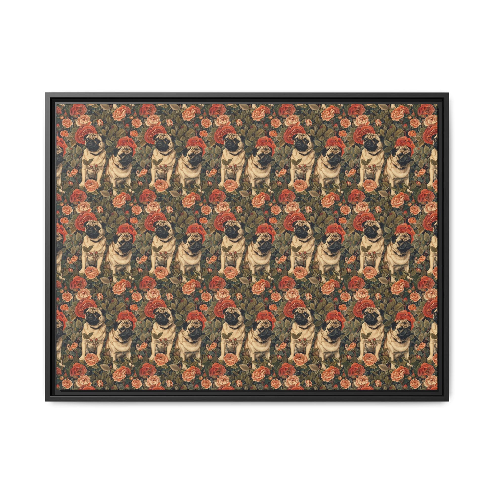 Blooming Pug Paradise Matte Canvas, Framed