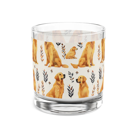 Golden Glamour Paws - Luxe Licks for Regal Retrievers Rocks Glass