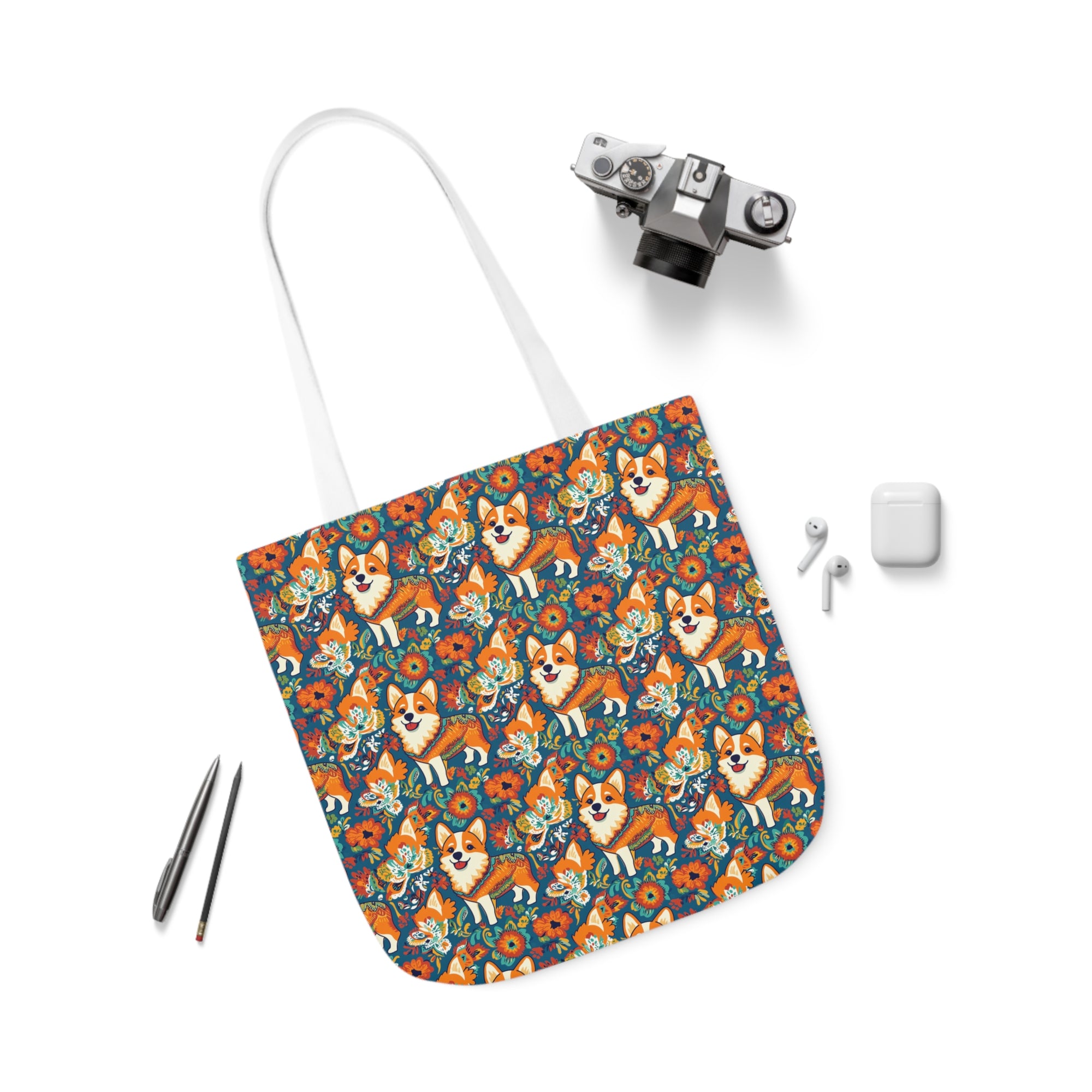 Corgi Carnival Couture Canvas Tote Bag