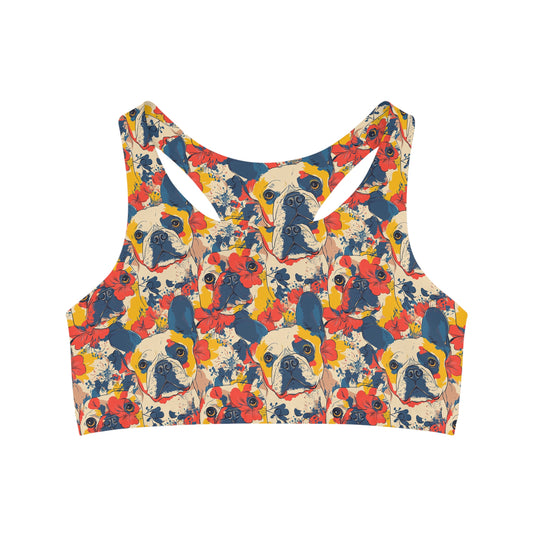 Bloom Pup Frenchietastic Splatter Seamless Sports Bra