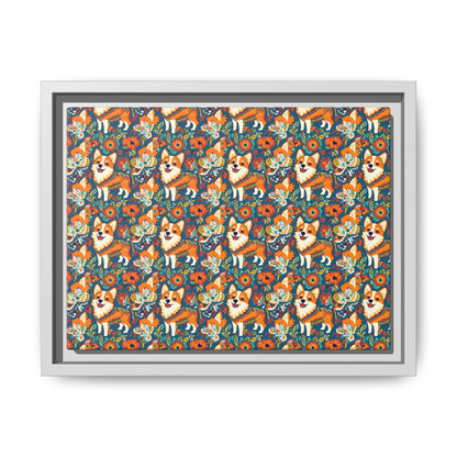 Corgi Carnival Couture Matte Canvas, Framed