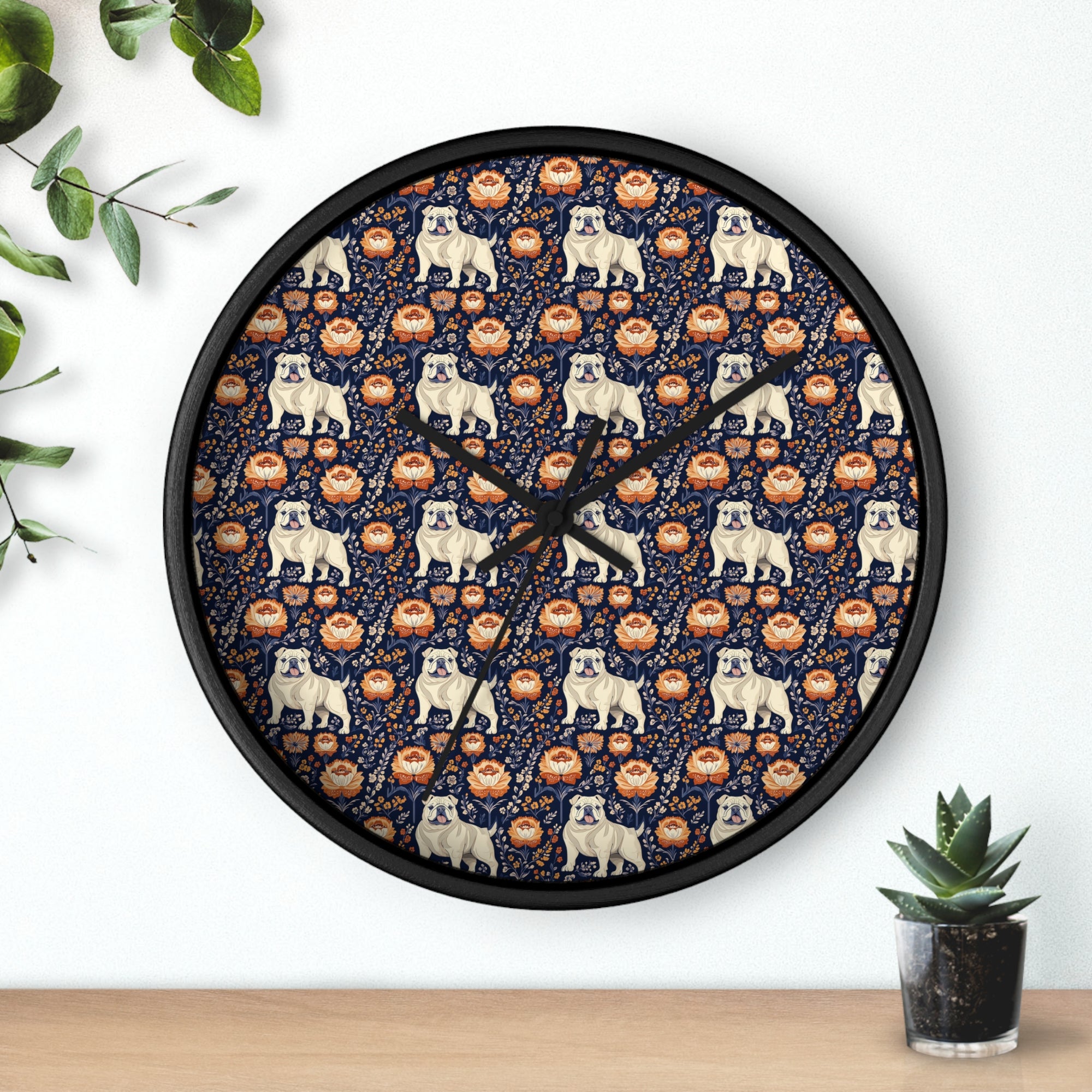 Bulldog Blossom Bonanza Wall Clock