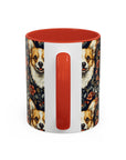 Floofy Corgi Blossom Blast Accent Coffee Mug