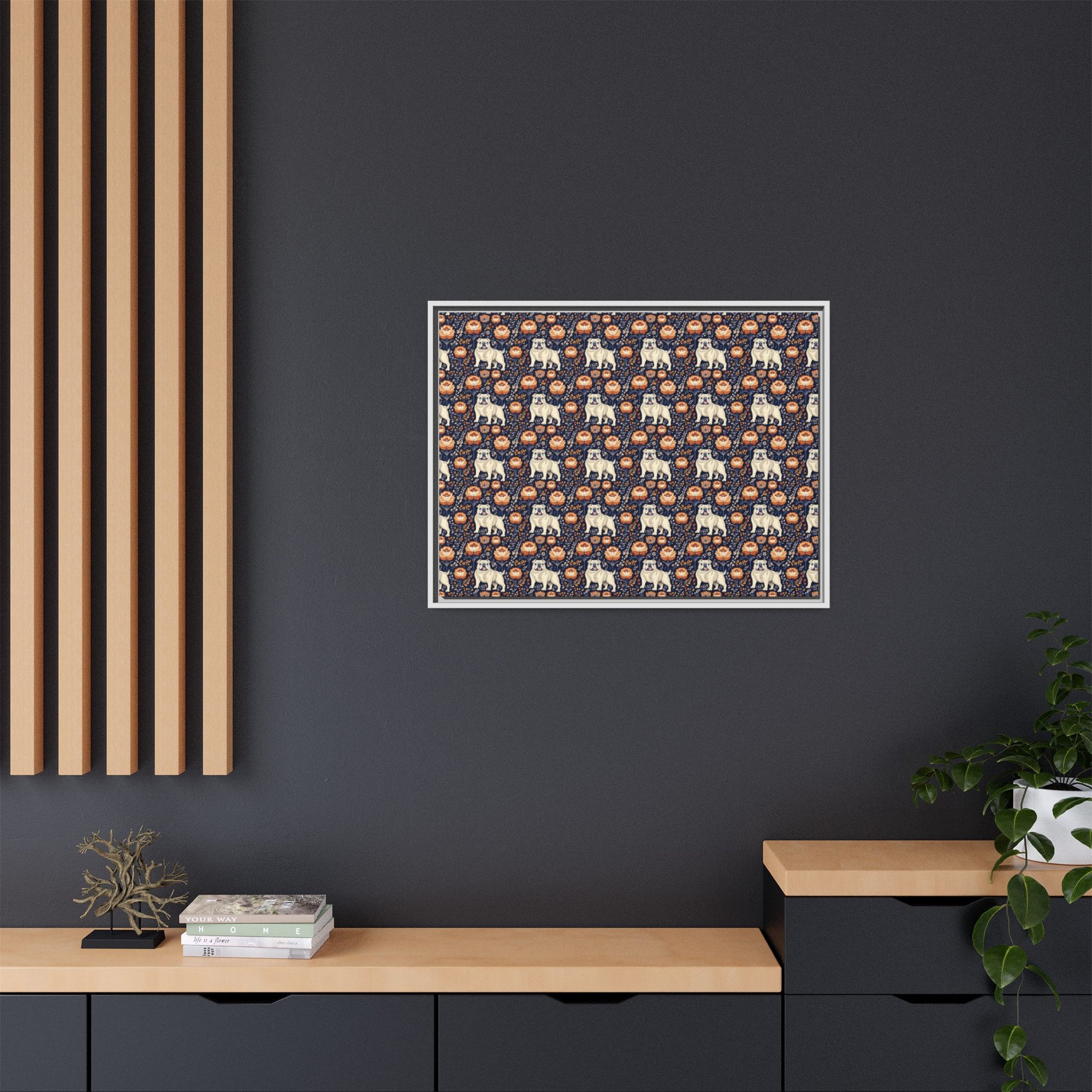 Bulldog Blossom Bonanza Matte Canvas, Framed