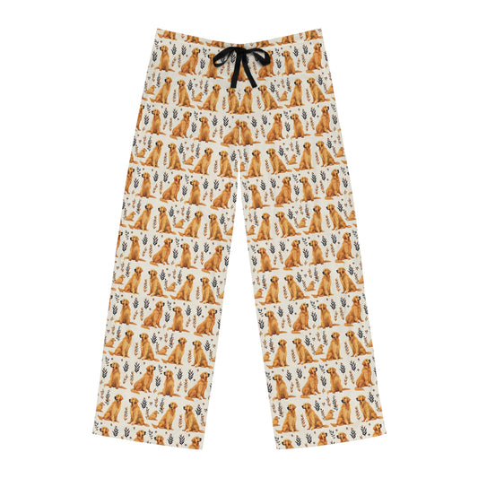 Golden Glamour Paws - Luxe Licks for Regal Retrievers Men's Pajama Pants