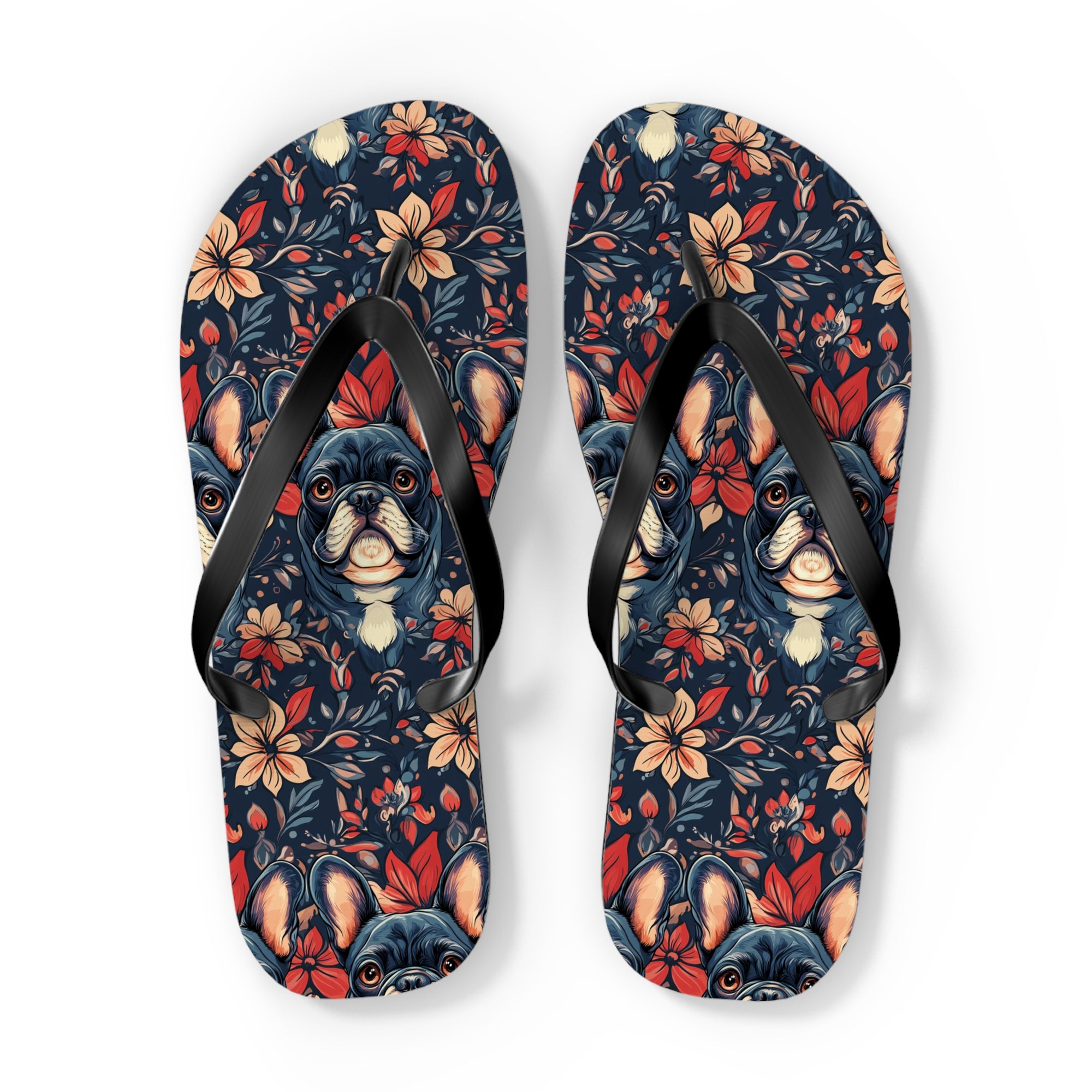 Gothic Rose Bulldog Noir Enchantment Flip Flops