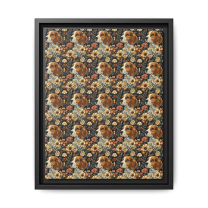 Beagle Blossoms Matte Canvas, Framed