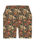 Blooming Pug Paradise High Waisted Yoga Shorts