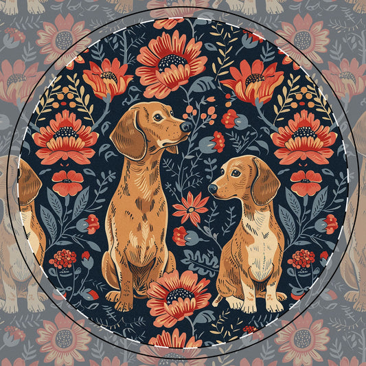 Floral Pawsome Dachsund Delight Ceramic Coaster