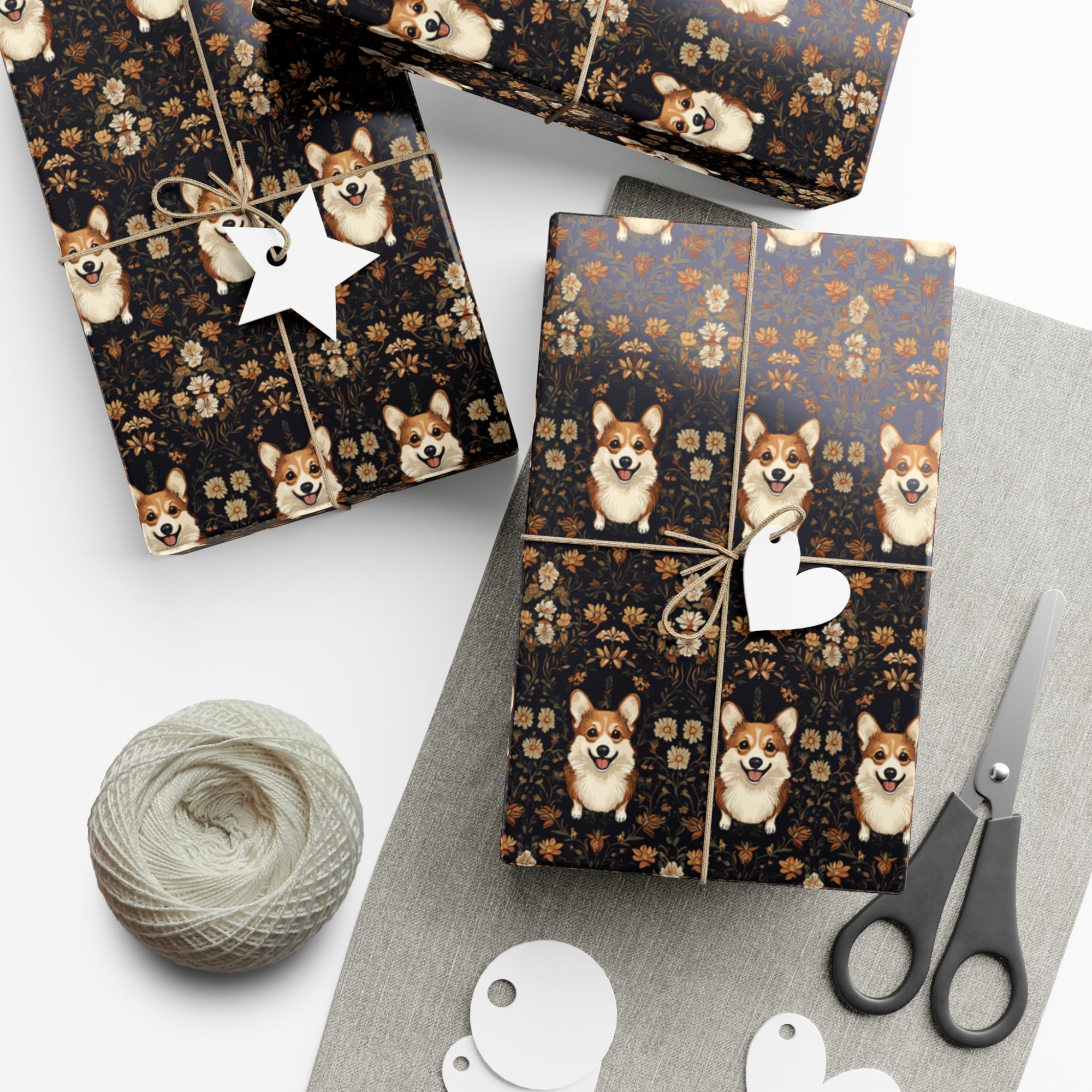 Nighttime Corgi Glow Stride Gift Wrap Papers