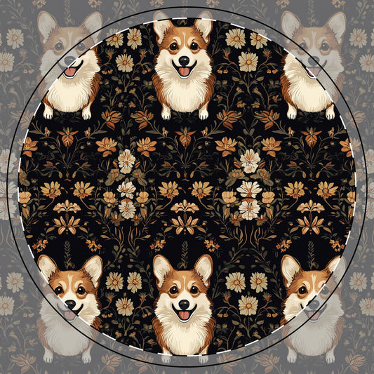 Nighttime Corgi Glow Stride Ceramic Coaster