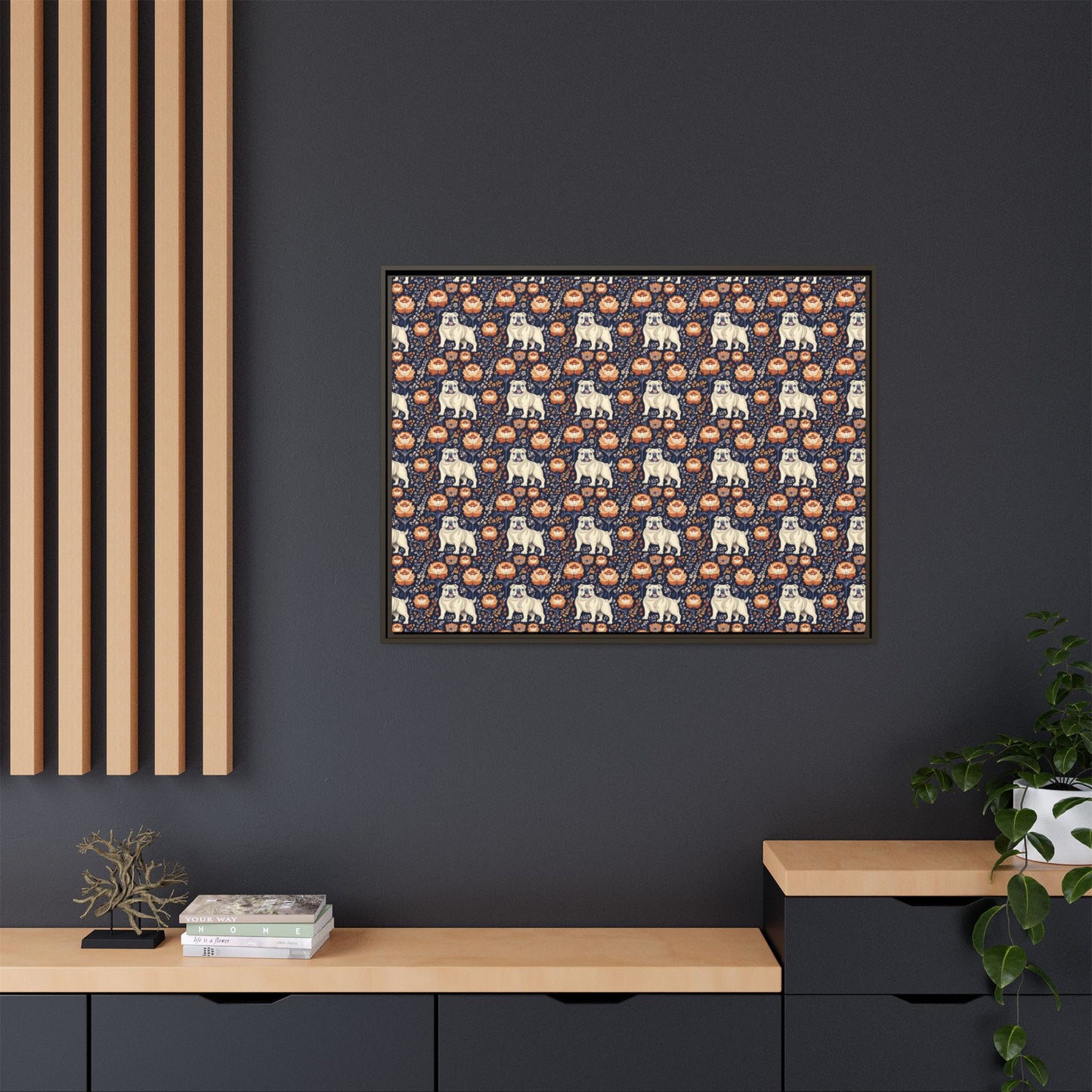 Bulldog Blossom Bonanza Matte Canvas, Framed