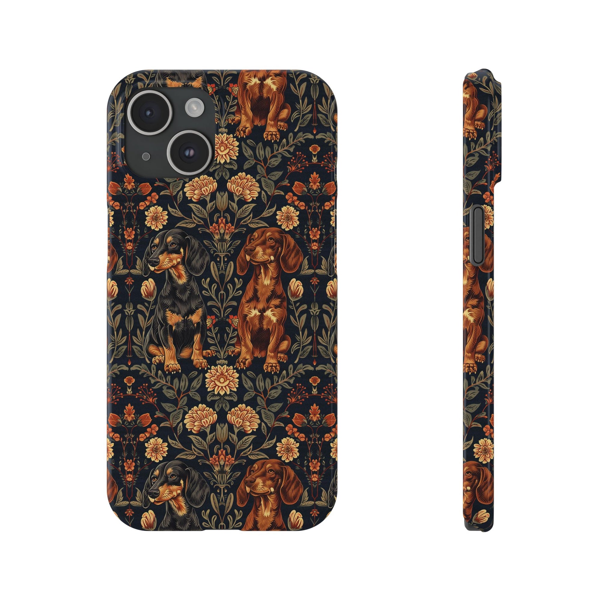 Dapper Dachshund Embroidery Elegance Slim Phone Cases