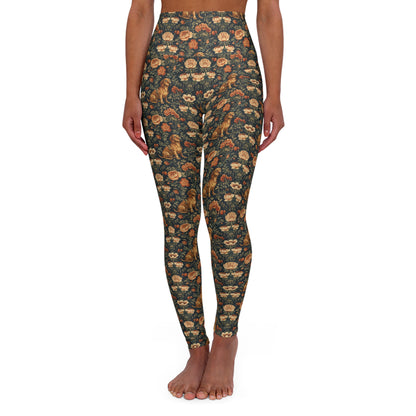 Dazzling Dachsund Blossoms & Foliage High Waisted Yoga Leggings