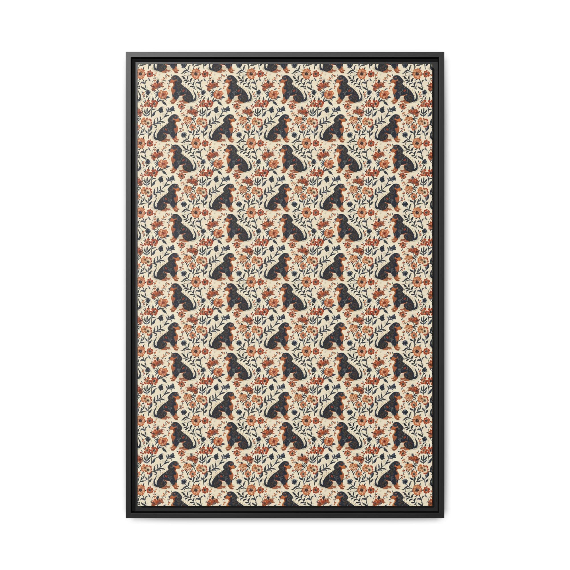 Blossoming Dachshunds Delight Matte Canvas, Framed