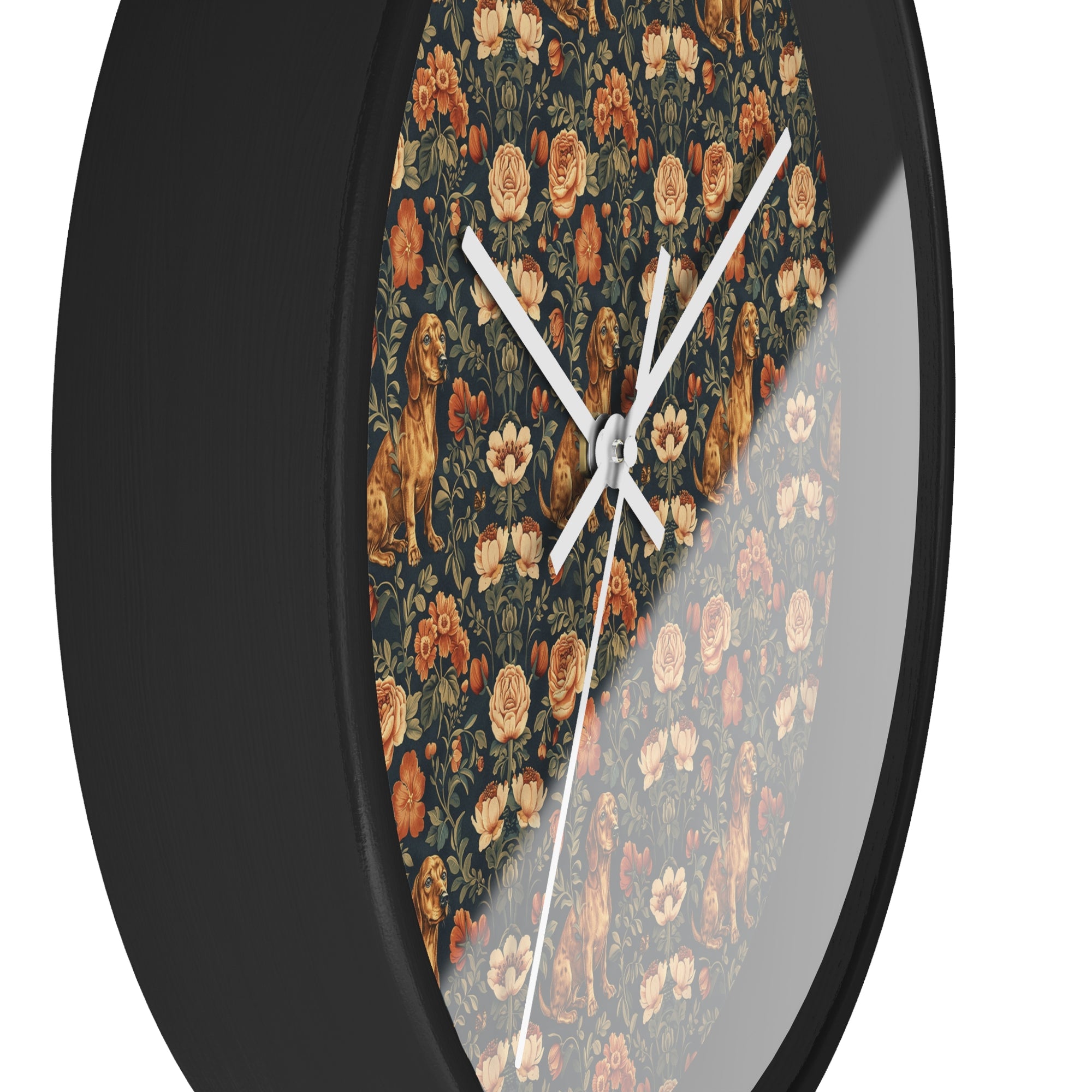 Dazzling Dachsund Blossoms &amp; Foliage Wall Clock