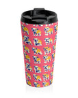 Bubblegum Glamour Bulldog Bouquet Stainless Steel Travel Mug