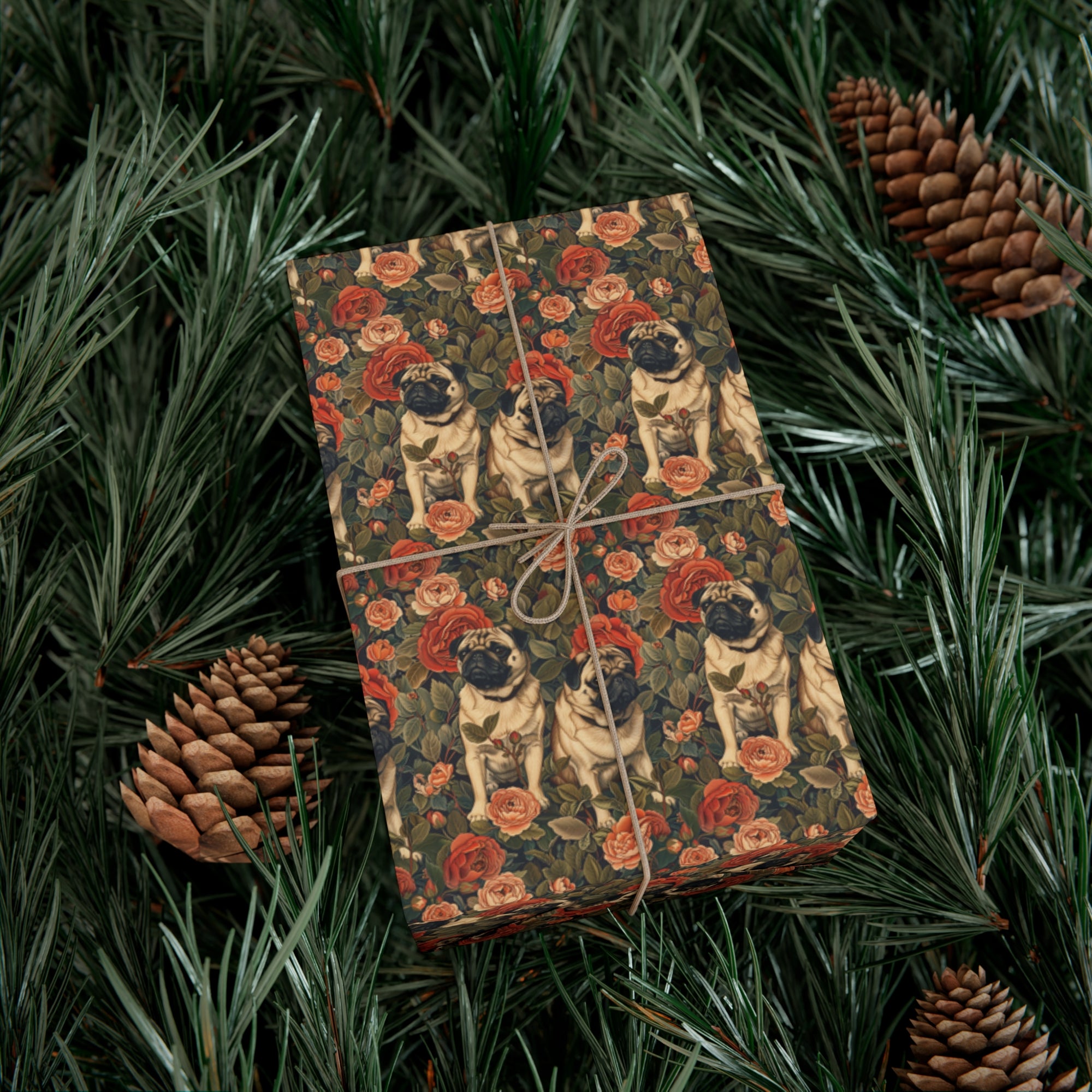 Blooming Pug Paradise Gift Wrap Papers