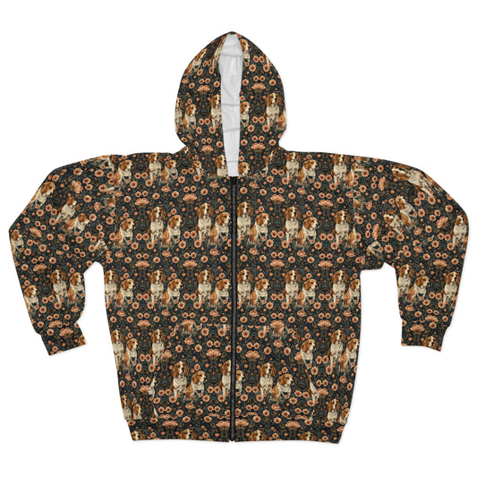 Beagle Blossom Bonanza Unisex Zip Hoodie