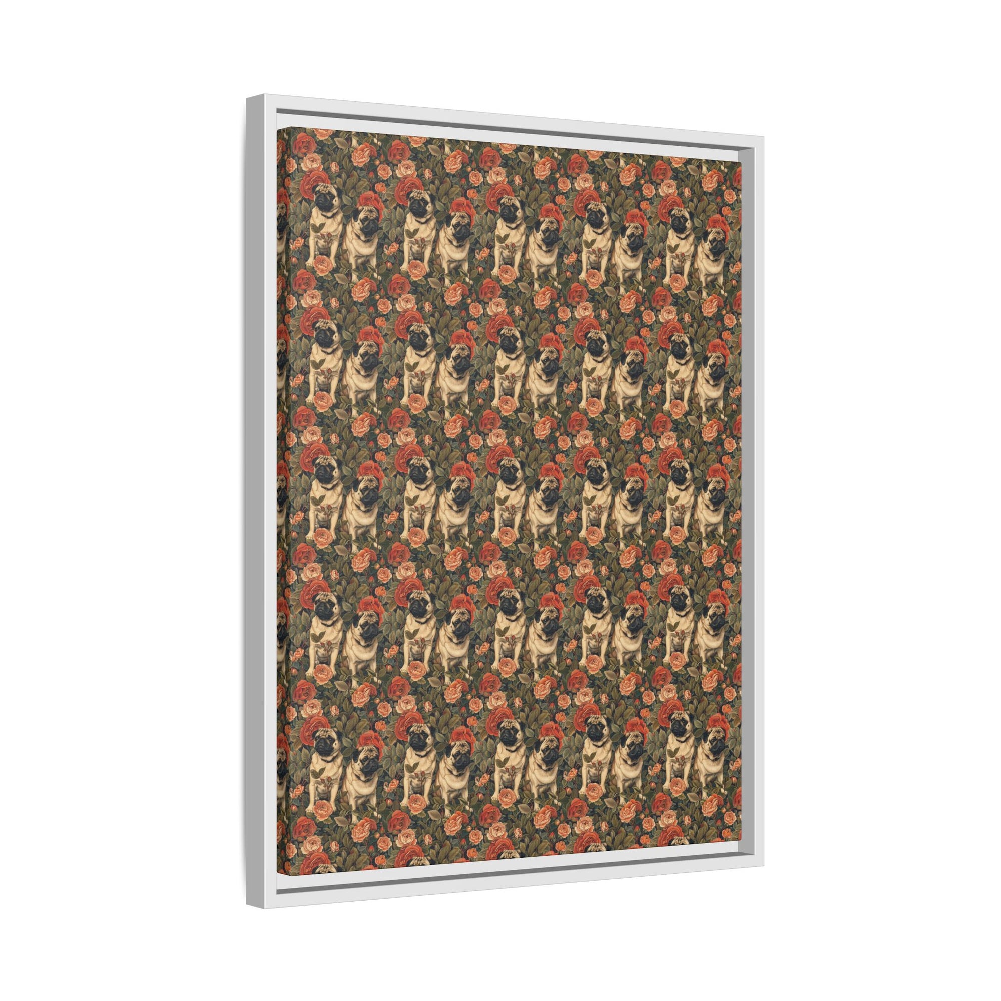 Blooming Pug Paradise Matte Canvas, Framed