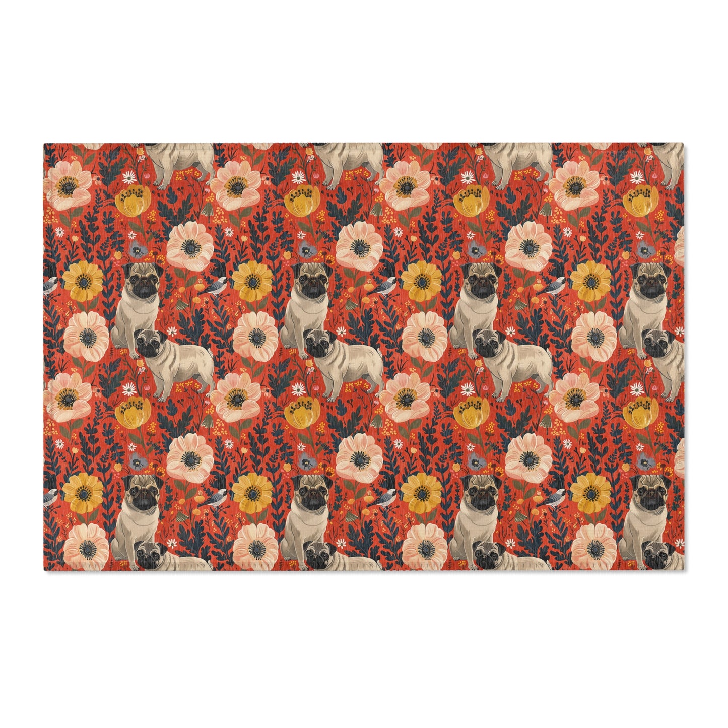 Pugs and Poppies Heritage Rug