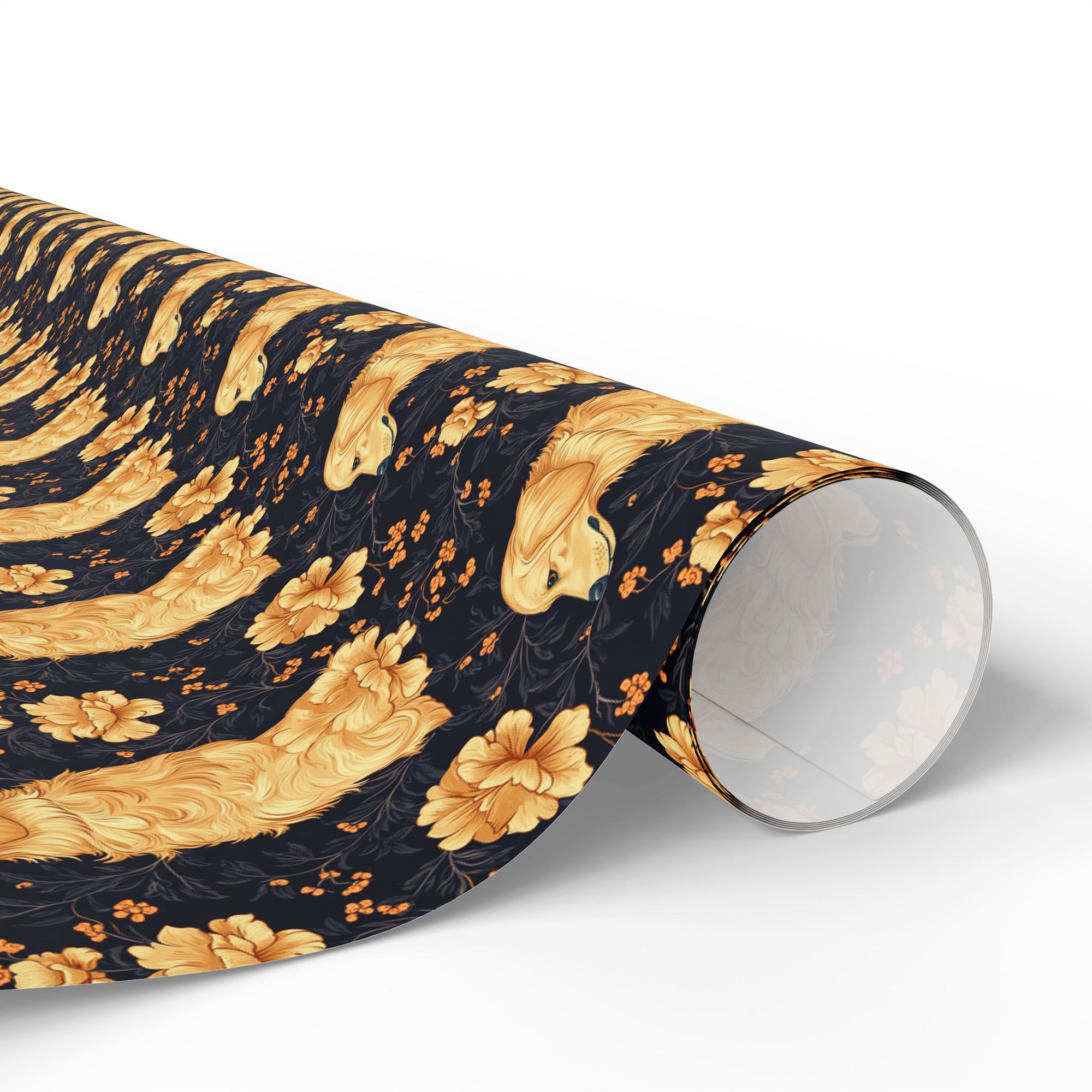 Golden Paws Floral Frenchie Wrapping Paper