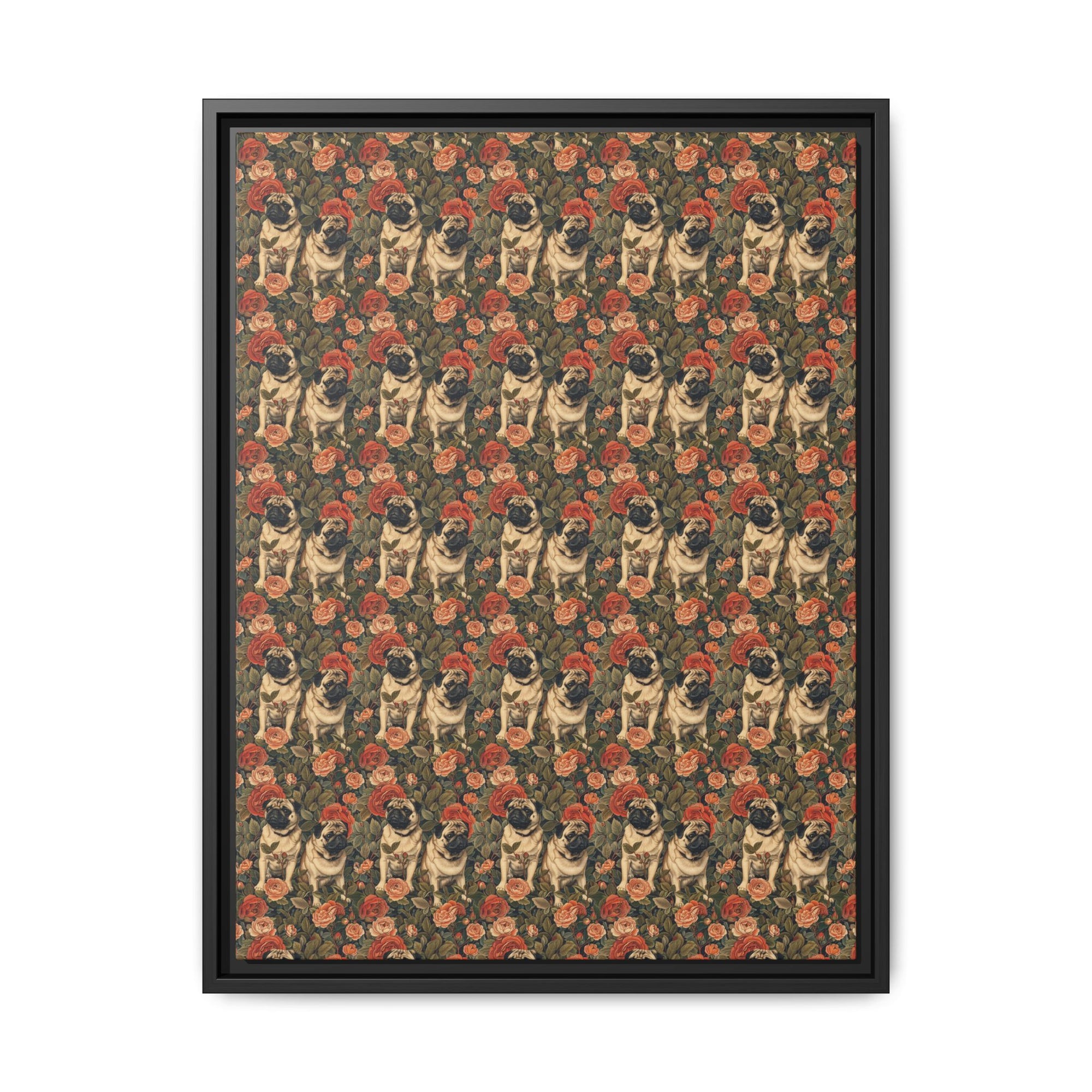 Blooming Pug Paradise Matte Canvas, Framed