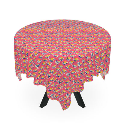 Bubblegum Glamour Bulldog Bouquet Tablecloth