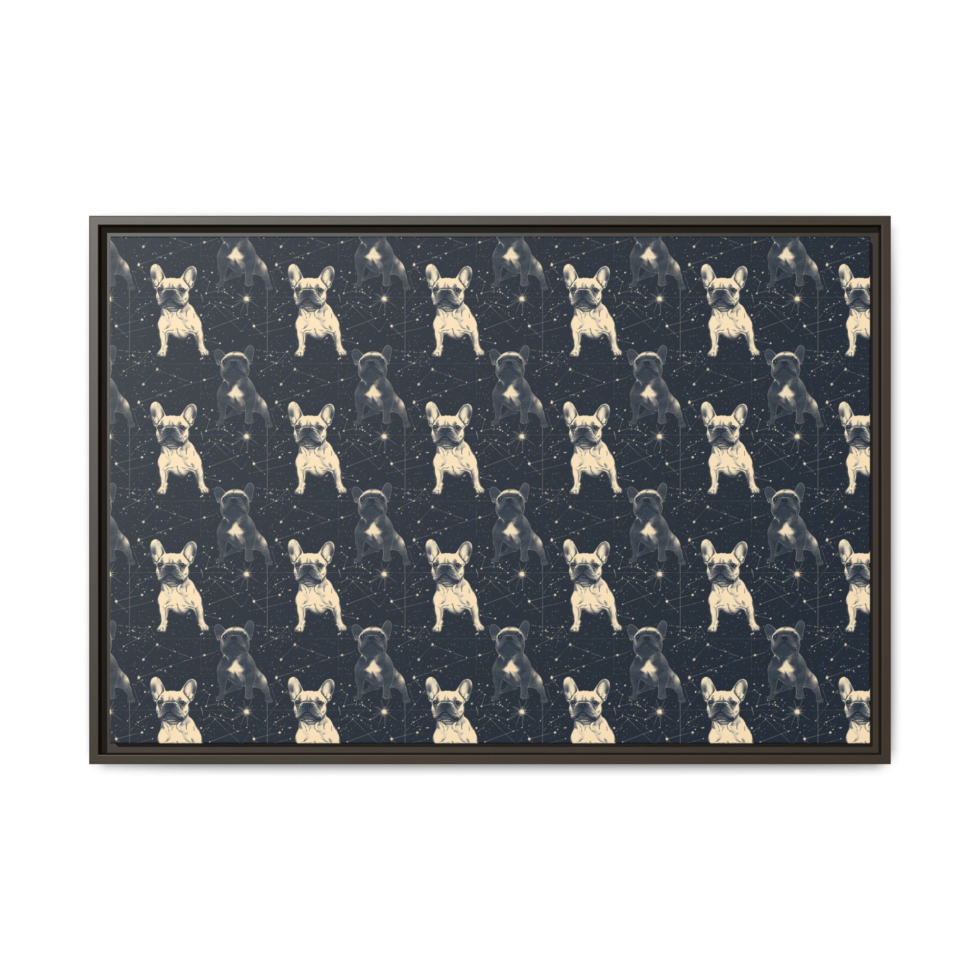 Frenchie Celestial Soar Matte Canvas, Framed